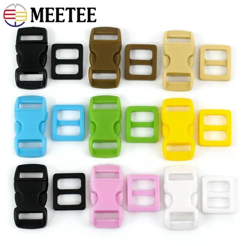 10mm Plastic Release Closure Buckle Tri-Glide Slider Ring Clasp Bag Strap Adjuster Bra Bikini Hooks DIY Backpack Accessories