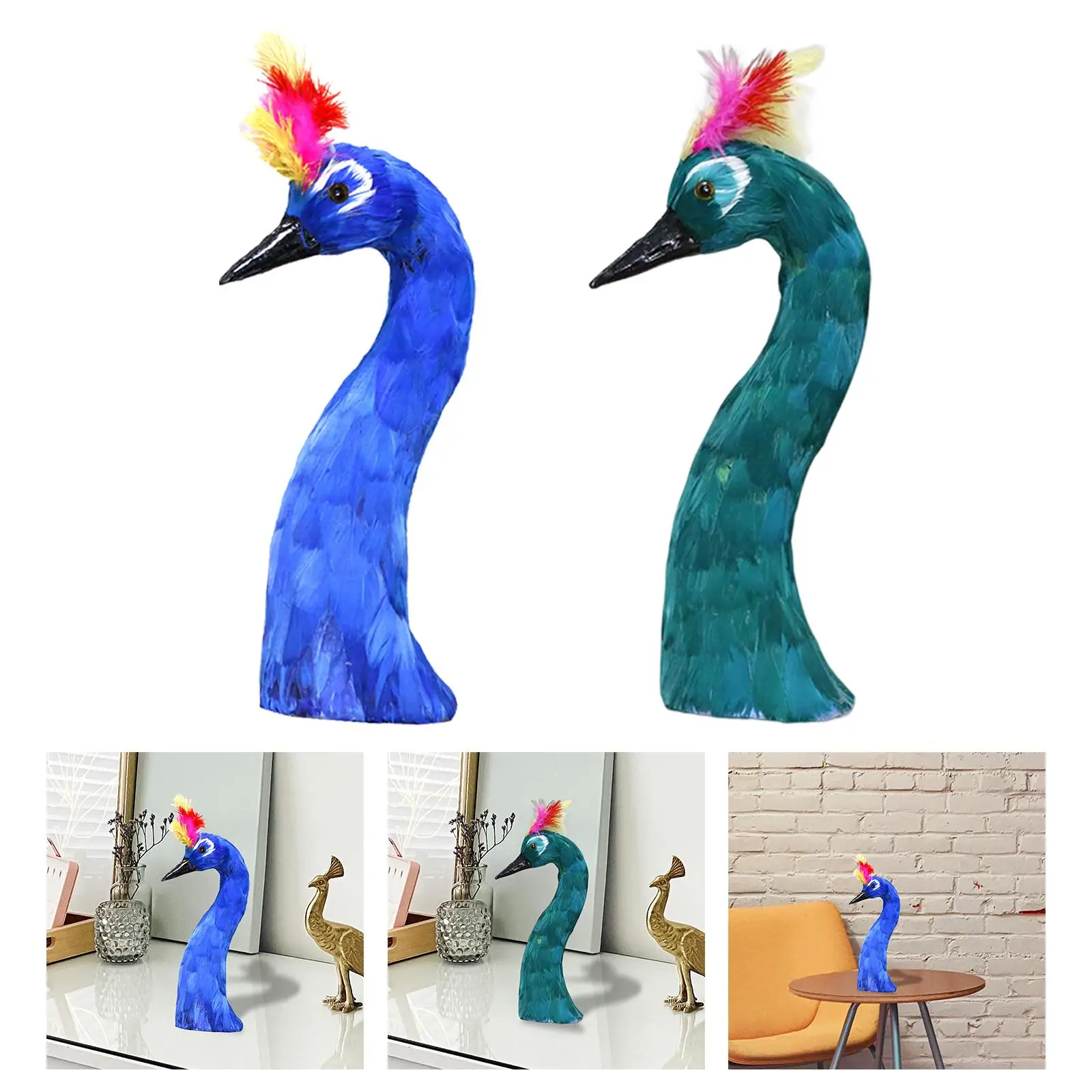 

Feather Peacock Statue Ornament Sculpture Peacock Head Model