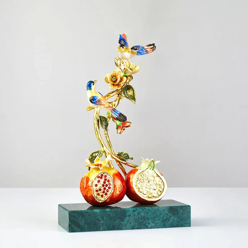 DSA enamel color happy eyebrows pomegranate Duozi Duofu ornament new Chinese high-end wine cabinet porch TV cabinet decoration