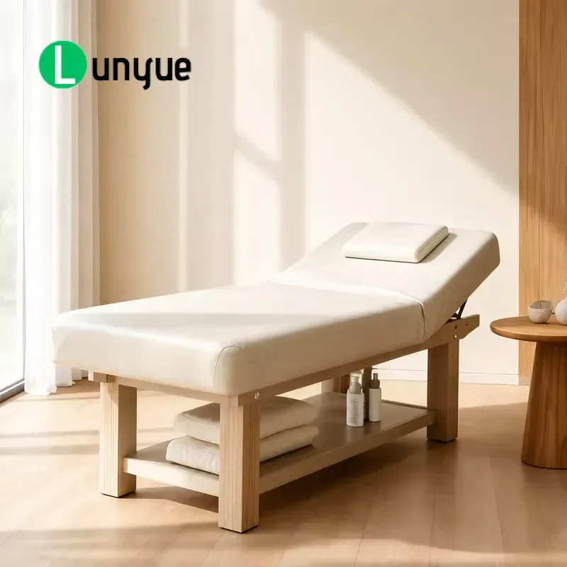 Deluxe Manual Beauty Bed Comfortable PU Leather Ergonomic Headrest for Beauty Salons Spas Clinics Wholesale Furniture
