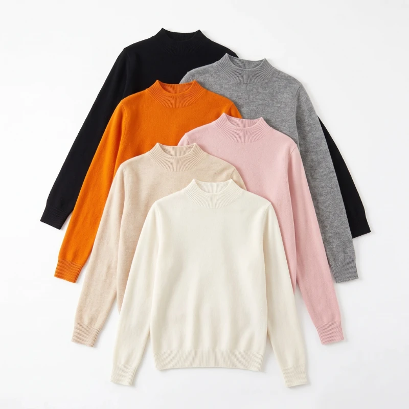 AOSSVIAO 2026 Autumn Winter Solid Mock-neck Sweater For Women Casual Versatile Knitwear Female Clothing Basic Soft Pullover