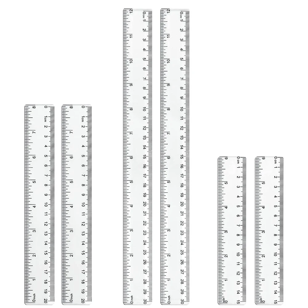 3/1 Pieces Clear Plastic Rulers 6/8/12 Inch Straight Ruler Metric Rulers Design Measuring Ruler Tool for Student School Office