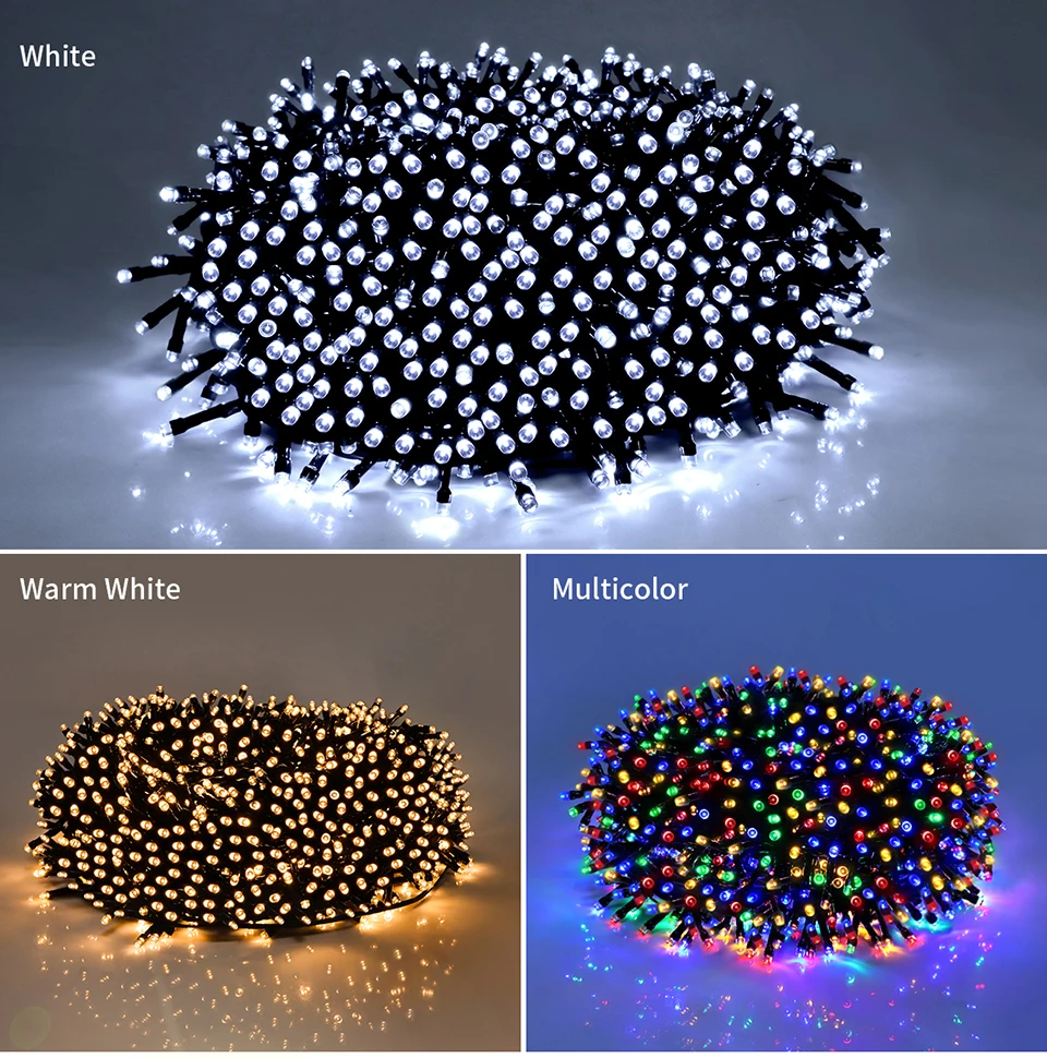 Imagem -03 - Solar Powered Jardim Lights Fairy Lights Exterior Exterior Impermeável String Lights For Trees Festa Natal Modos