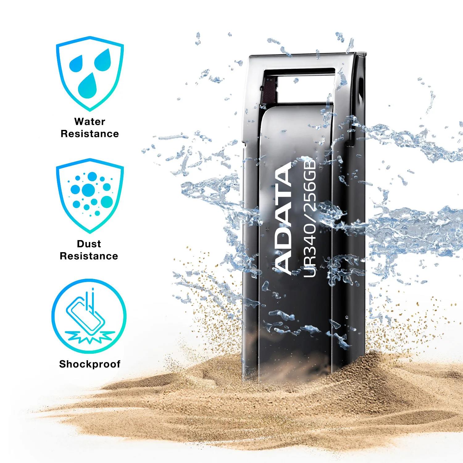 

USB-накопитель ADATA UR340 USB3.2, скорость чтения 100 МБ/с, USB Type-A, металлический флеш-накопитель, 32 ГБ, 64 ГБ, 128 ГБ, водонепроницаемый, Plug and Play