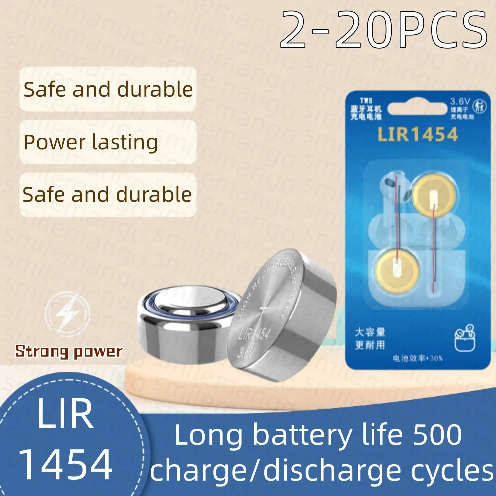 85mAh LIR1454 Steel Shell Button Battery for TWS Bluetooth Headset Battery