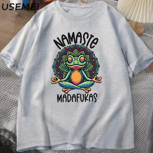 Funny Yoga T Shirt Frog Self Care T-Shirt Cotton Short Sleeve Positive Cottagecore Namaste Tee Men Women Mens Clothes Streetwear - Image 9