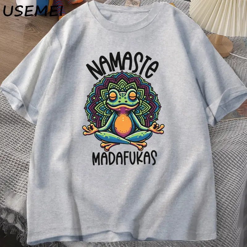 Funny Yoga T Shirt Frog Self Care T-Shirt Cotton Short Sleeve Positive Cottagecore Namaste Tee Men Women Mens Clothes Streetwear - Image 9