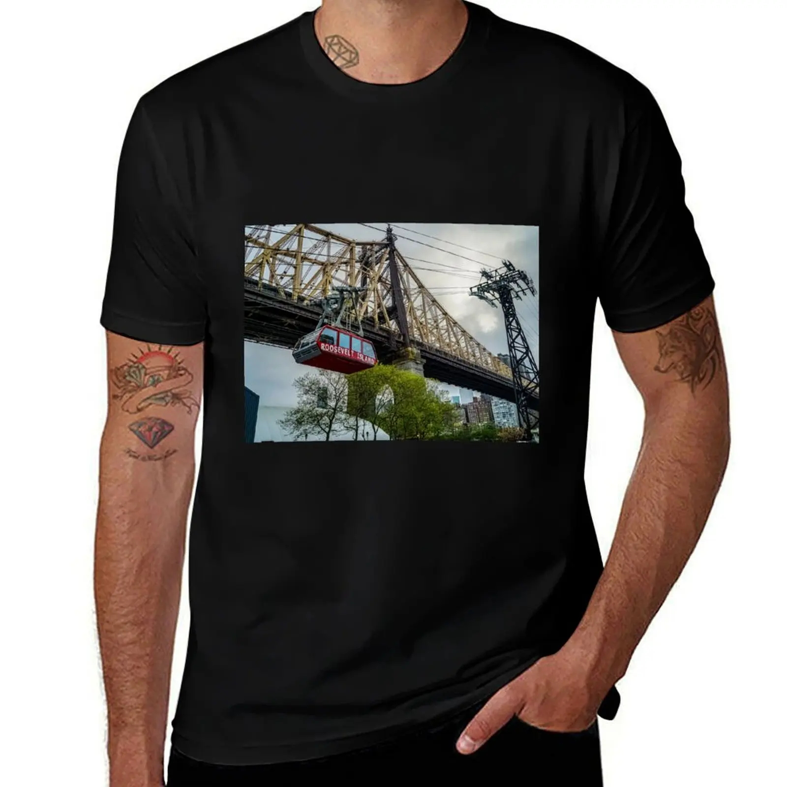 Camiseta Roosevelt Island Tram, Queesnboro Bridge, camisetas gráficas para hombre, Camiseta de algodón, camiseta para hombre