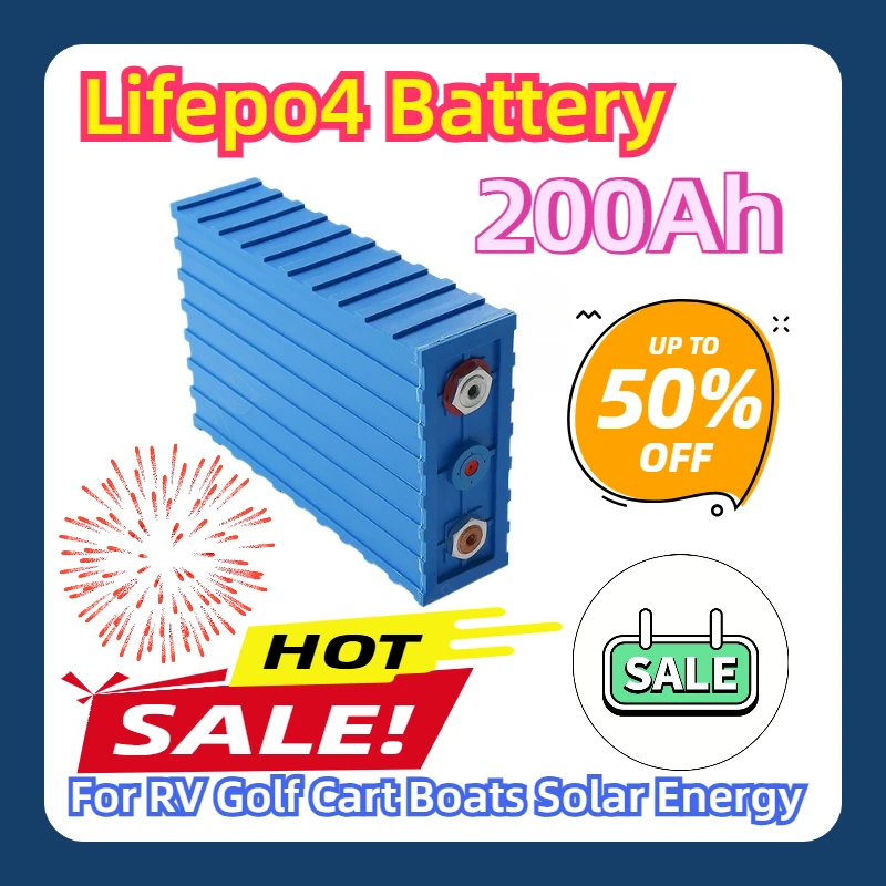 

Lifepo4 Battery Rechargeable 200Ah Lithium Iron Phosphate Pack for RV Golf Cart Boats Solar Energy 3.2V 200AH