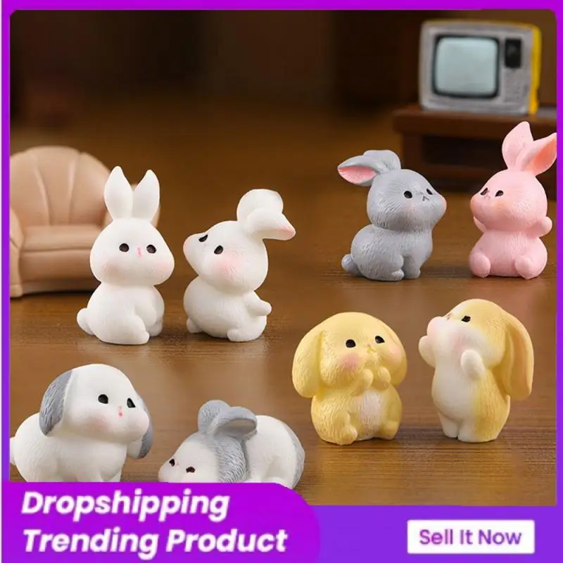 Cream Glue Accessories Great For Office Desk Decoration Charming Bunny Family Statue Best Selling Knickknacks And Miniatures