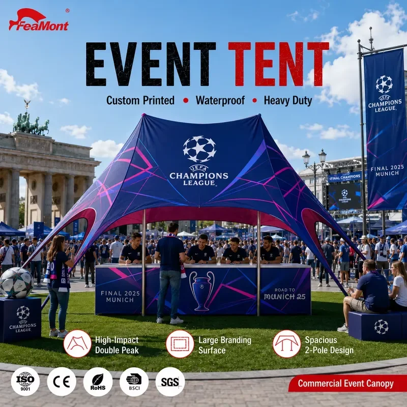 FEAMONT Professional Athletics Star Tent Double Peak Marquee for Brazil Sports Festival Outdoor Promotional Star Shade