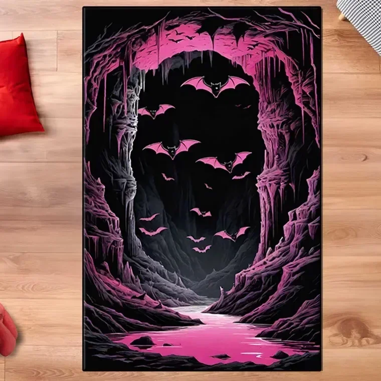 Halloween Themed Skull Bat Print Carpet for Living Room Decoration Home Large Area Rugs Decor Soft Bedroom Lounge Floor Mat