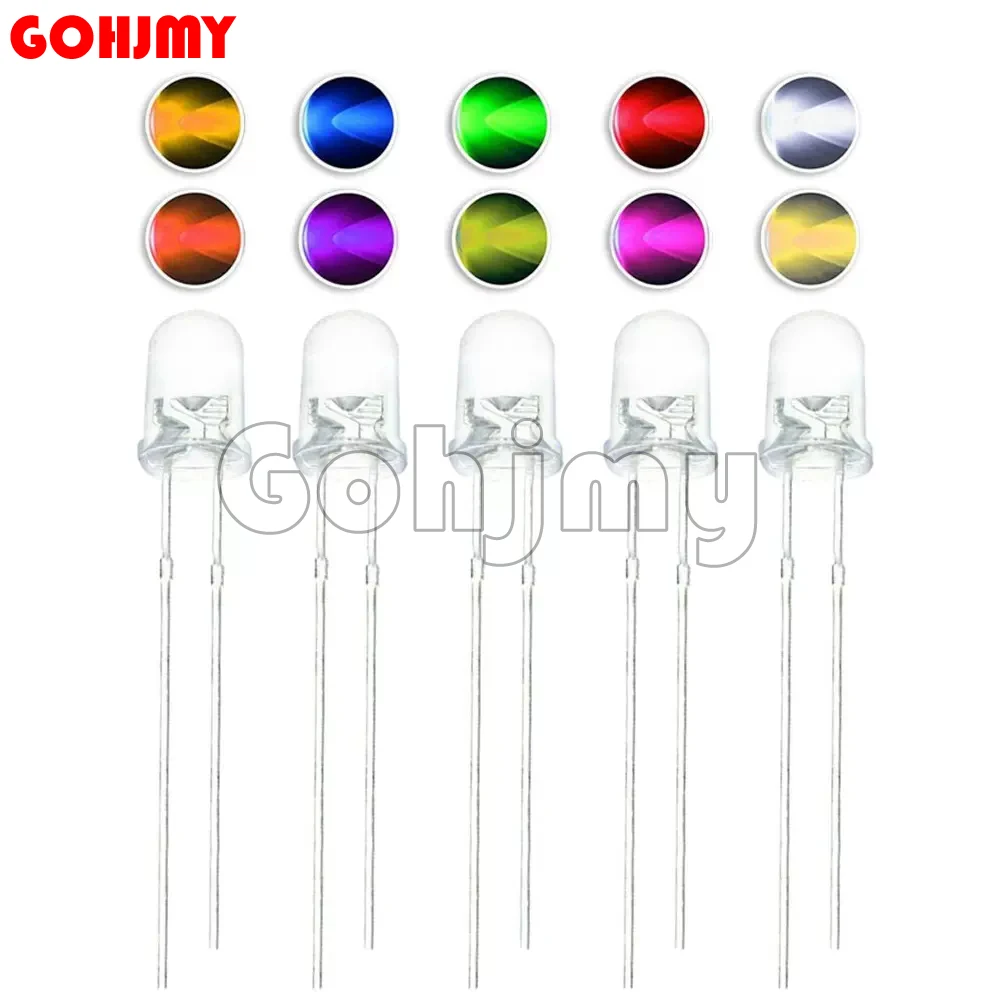 100PCS F3 F5 3MM 5MM Round Water Clear Red/Green/Yellow/Blue/White LED Light Lamp Emitting Diode Dides