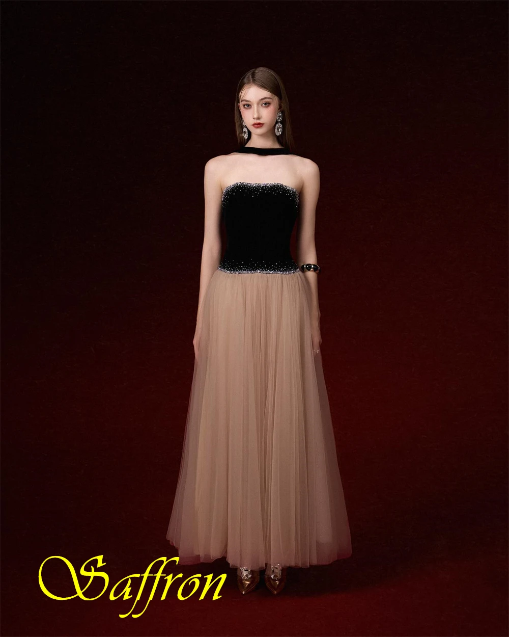 Customized Modern Organza A-Line Evening Dress Classic Contrast Color Prom Dresses Fashion Beading Special Occasion Gowns