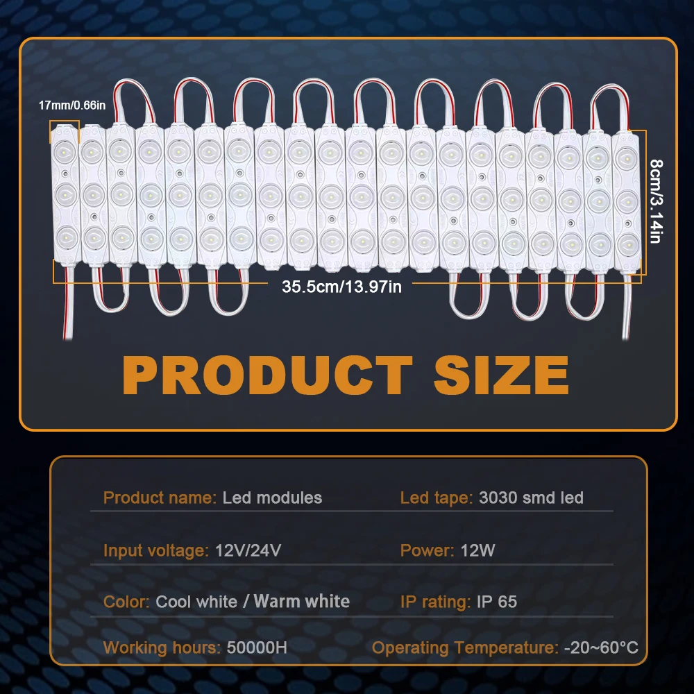 60pcs 3LED 2835 injection module waterproof with lens module DC12V 24V SMD advertising light box lettering