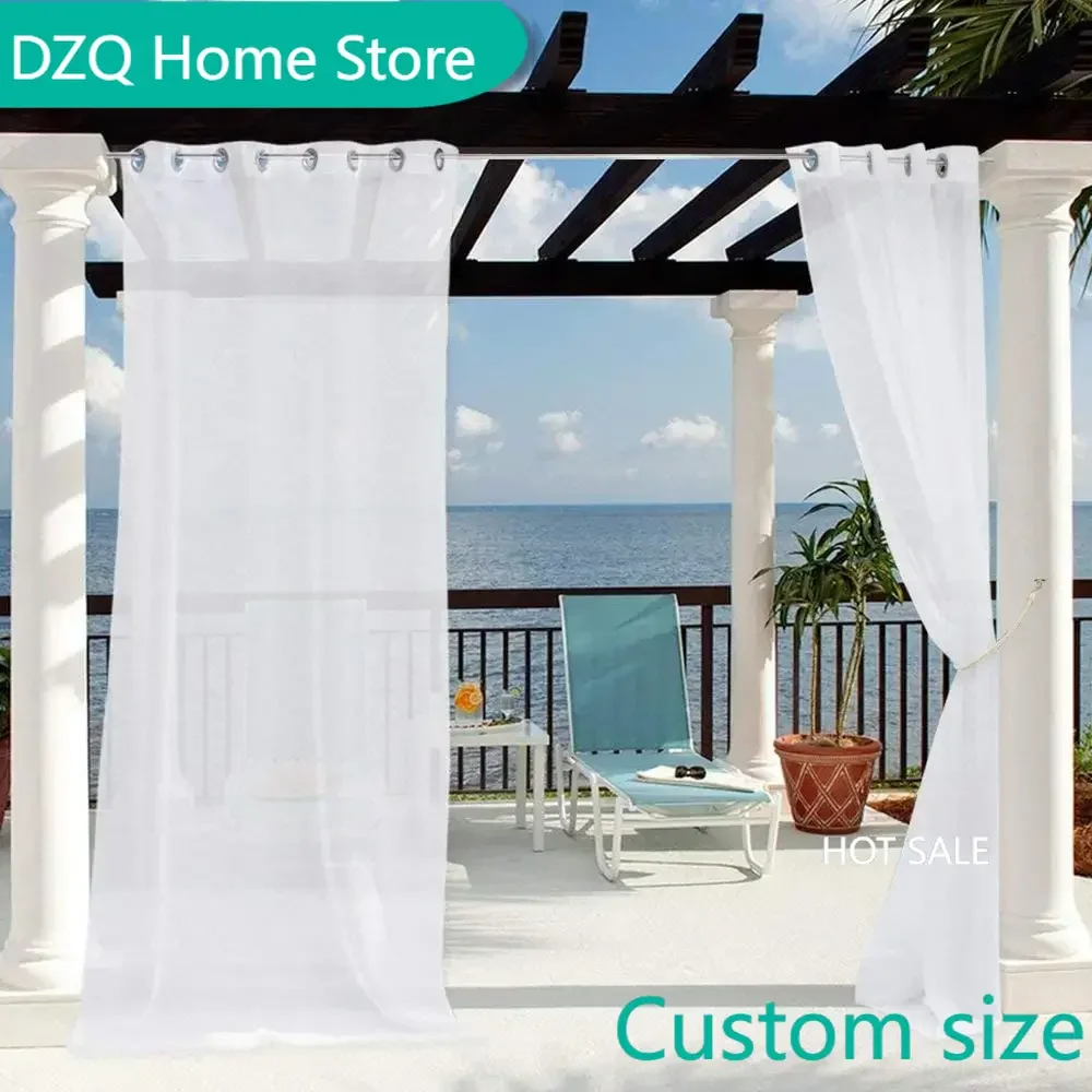 

Patio Sheer Drapes, Waterproof, White Privacy Curtain for Cabana Patio Door Window, Corridor Sun Room, Pool Hut, Canopy Deck