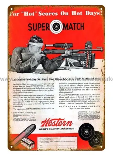 1936 Western Super Match 22LR Bullets Ammo metal tin sign decorations wall