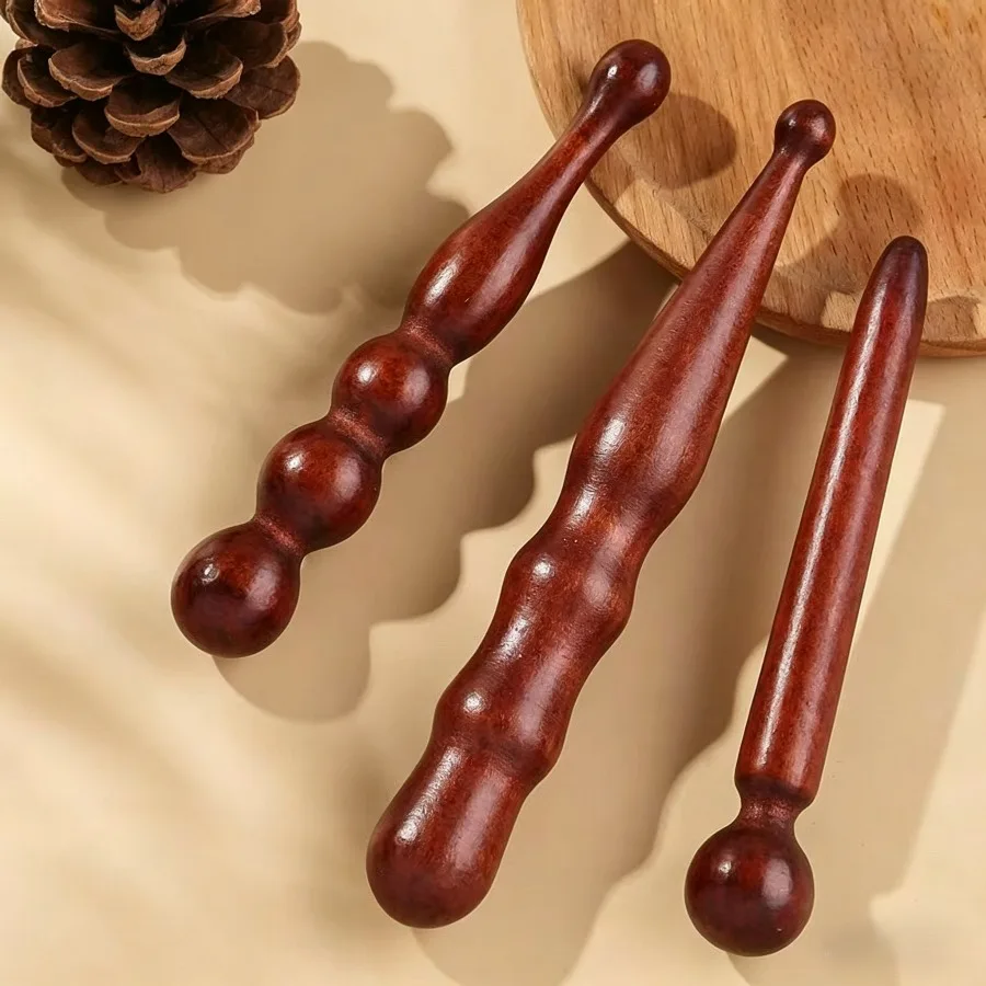 3Pcs Wooden Massage Stick Set, Ergonomic Manual Body Massager for Arms Legs Back Neck, Lightweight Home Travel Self-Care