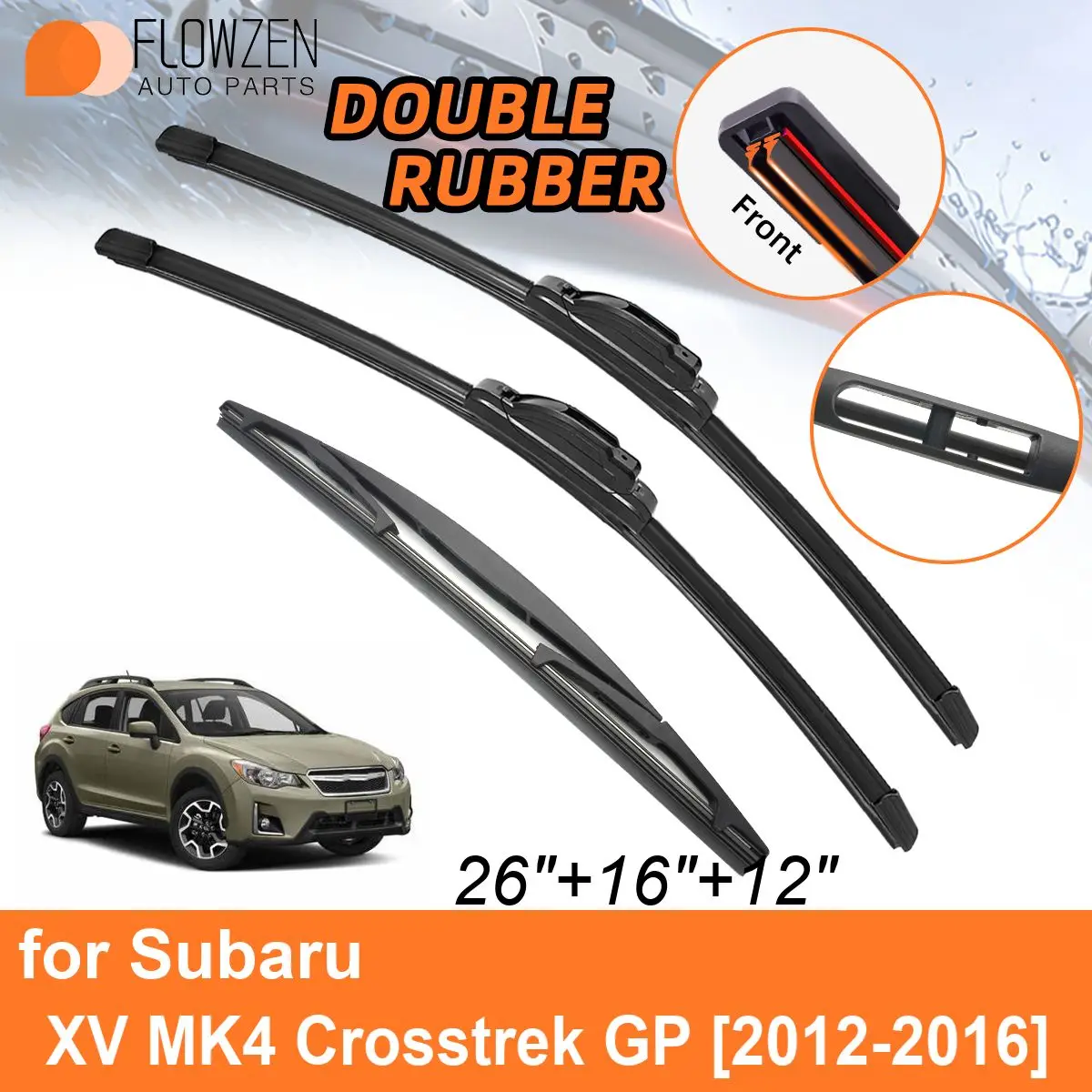 

Двойные резиновые автомобильные дворники для Subaru XV, MK4, Crosstrek GP 2012-2016, аксессуары для передних и задних дворников 2012, 2013, 2014, 2015, 2016