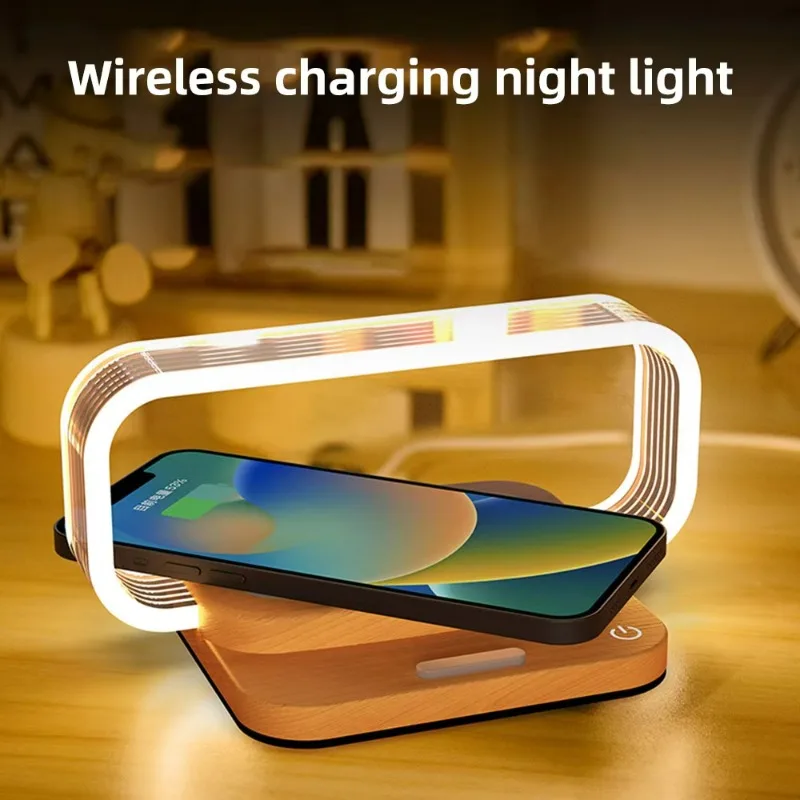 

Innovative 10W Qi Wireless Charging LED Table Lamp Mini with ABS Body Touch Control Mobile Phone Holder for Bedroom Use