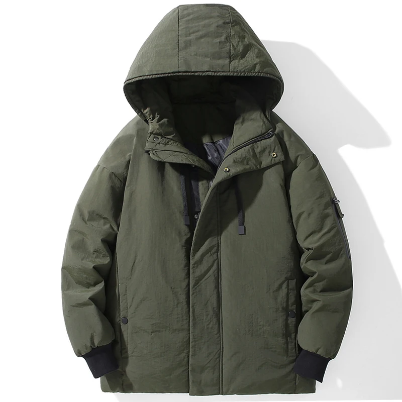 Solid Color Down Jacket High Quality Men Clothing Thickened Warm Parkas Wind-Resistant Outwear Comfortable Hot Roupas Masculinas