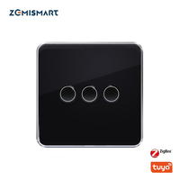 Zemismart Tuya Zigbee Smart Wall Light Switch EU Touch Switch 1 2 3 4 Gang with Neutral Tempered Glass Panel Alexa Google Home