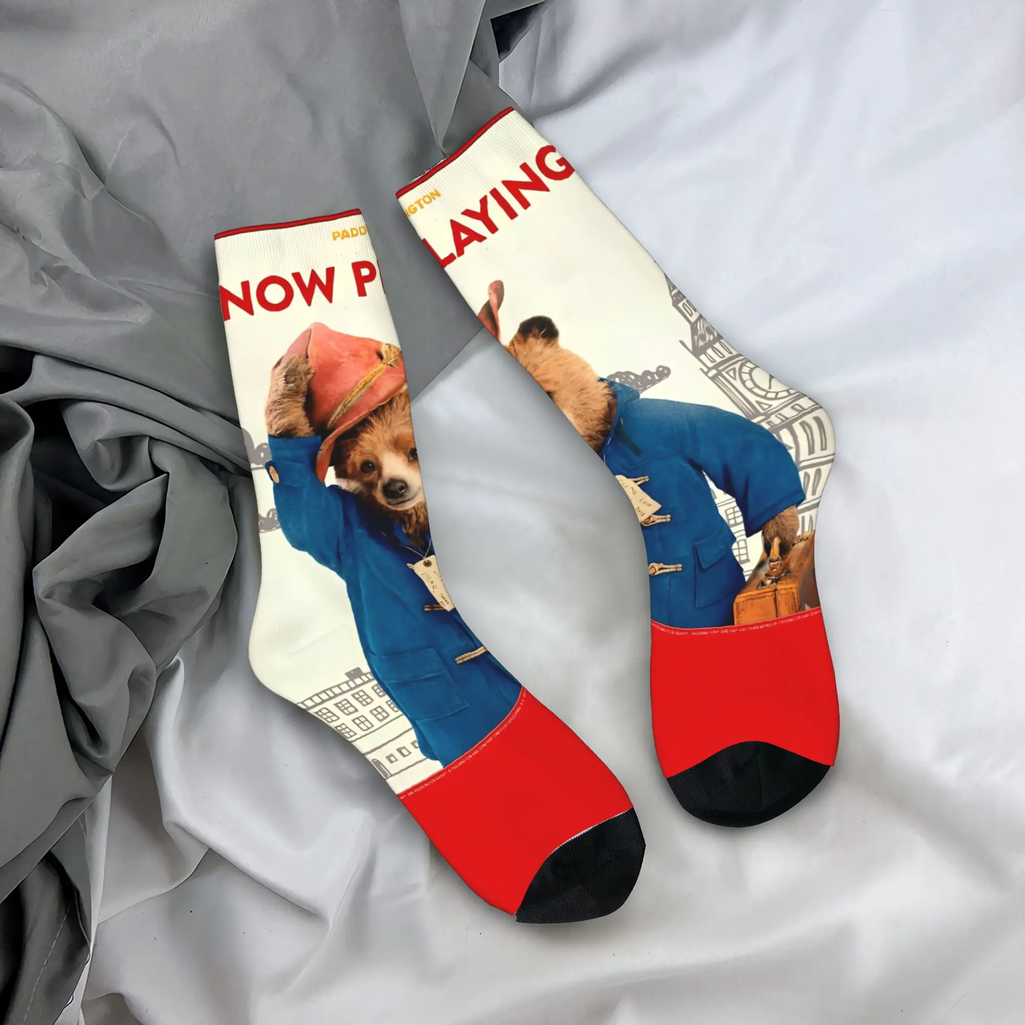 

Paddington Brown Bear Stockings Men Kawaii Socks Medium Sof Socks Autumn Outdoor Sports Non Skid Pattern Socks Birthday Present