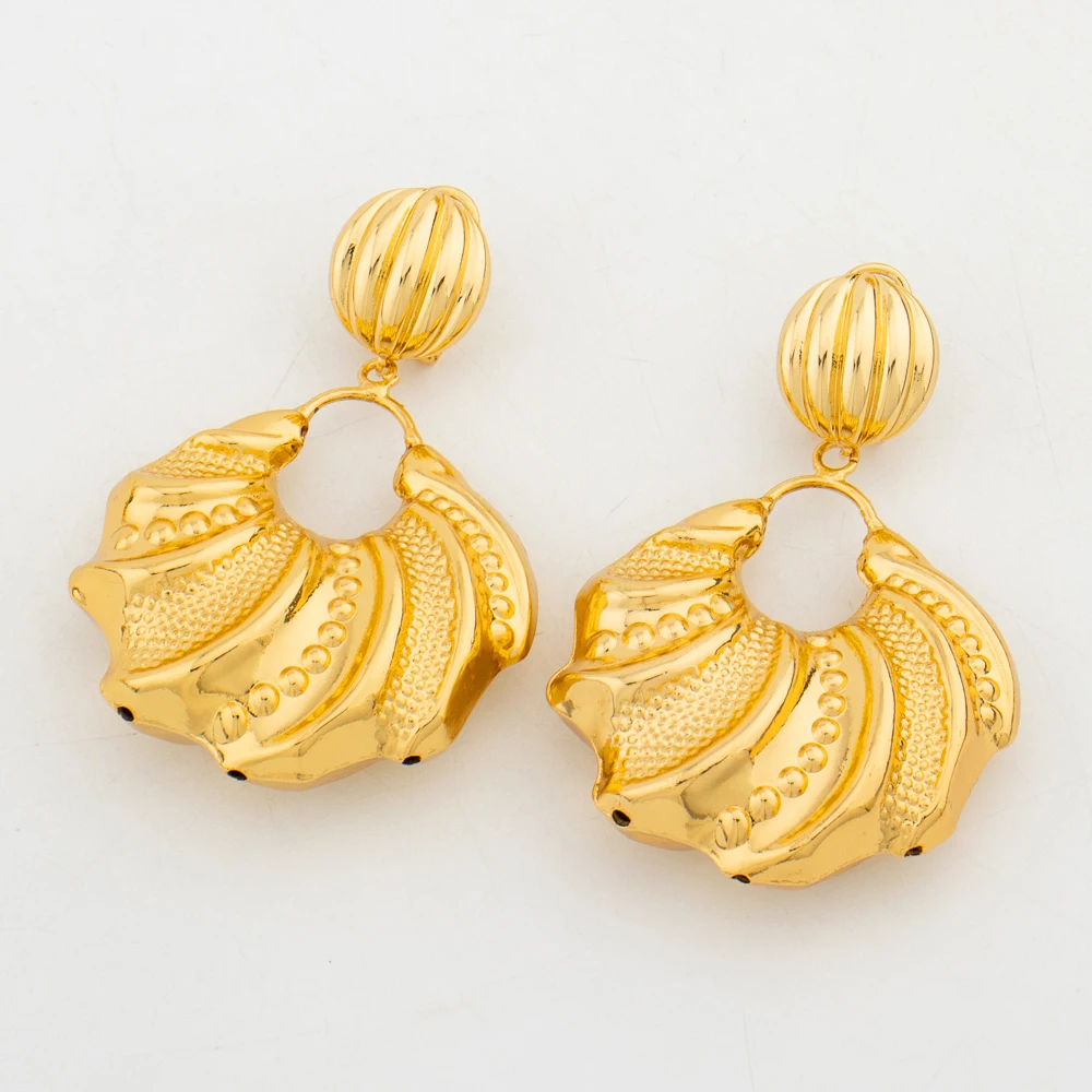 Dubai Flower Pendant Necklace & Earring Set for Women – Hollow Bangle Ring Jewelry Set, African Bride Gift