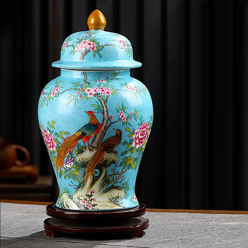 Nordic Gilded Plant Floral Winding Ceramic Tea Jar Table Top Ornament Shogun Craft Gift Sealed Storage Container Home Decoration