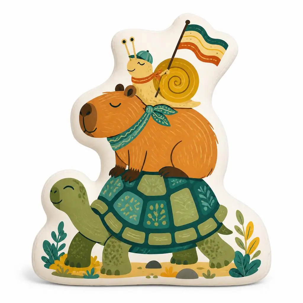 Slow Relay Team Shaped Pillow Funny Turtle Capybara Snail Race Decorative Cushion Stuffed Throw Pillow Home Decor Gift Sofa