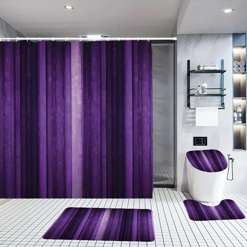 Products: 1/3/4 piece printed shower curtain set, bathroom partition curtain, bathroom U-shaped mat, toilet seat cushion