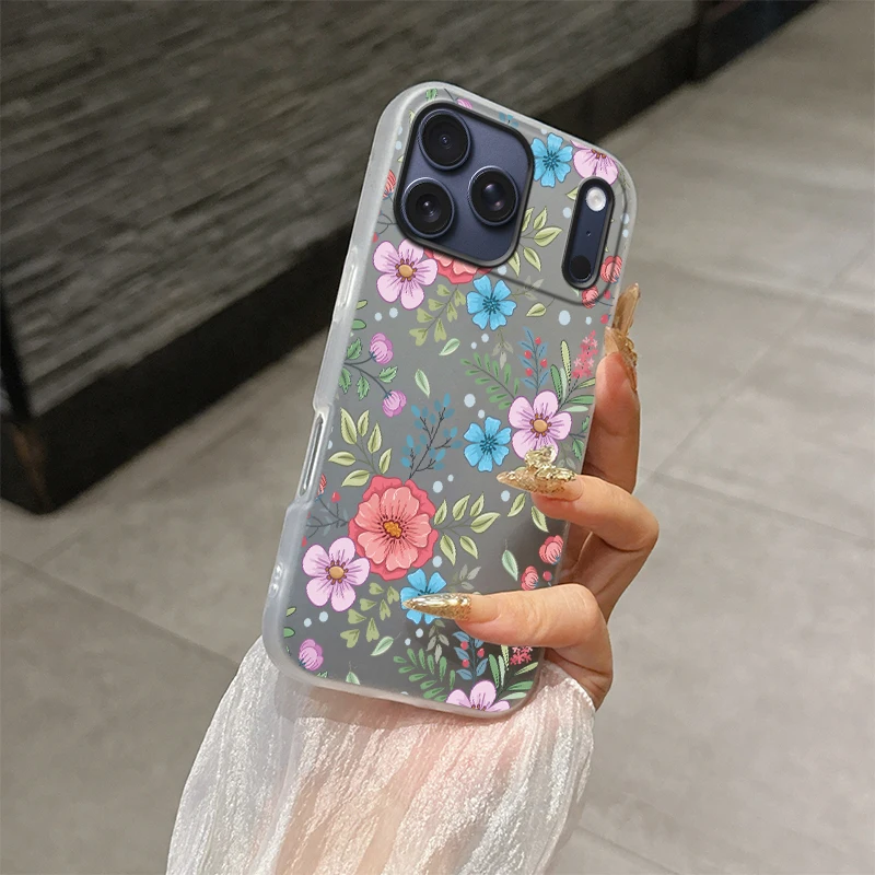 Przezroczyste etui na telefon iPhone 16 Pro 16e 15 Pro Max 11 14 13 12 17 Air Flower Soft Dual Layer Jelly 2 w 1 Matte Back Cover
