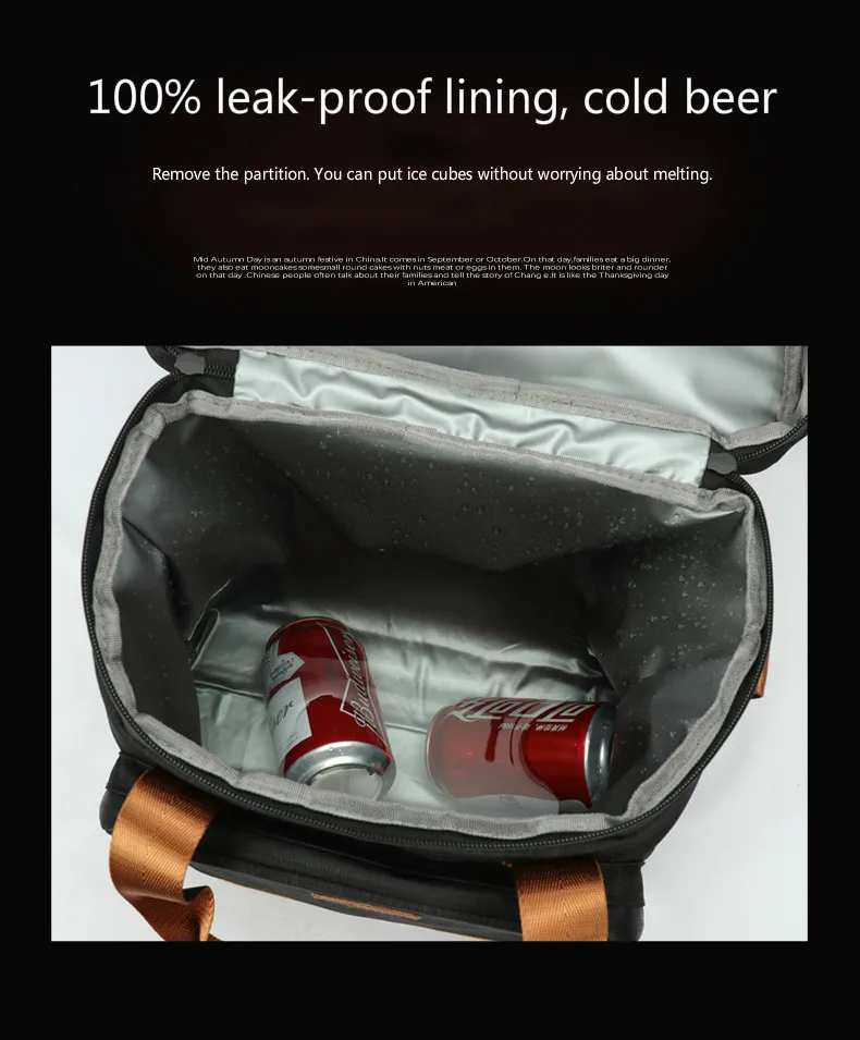 Men Wine Cooling Bag 100% Leakproof Outdoor Lunch Picnic Cooler Bag Vintage Leather Refrigerator Portable Thermal Food Handbag