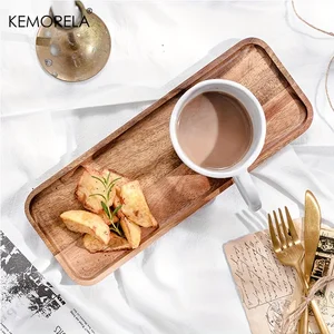 Kemorela Acacia Wooden Coffee Tray, 1 piece, Decorative Wood Tray for Dessert, Sweets, Bamboo, Gongfu Tea Tray 6 Main Sales Tray Bamboo - №3