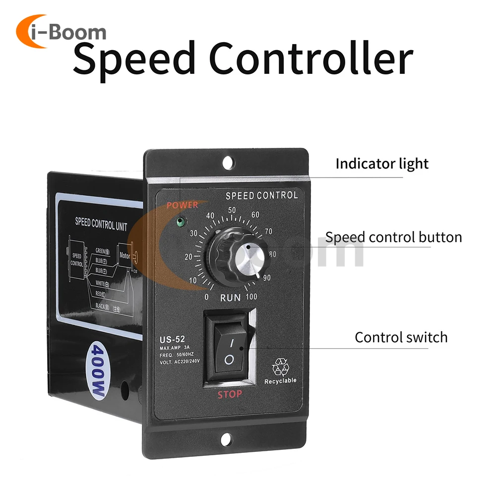 AC 220V 400W Motor Speed Controller Speed Adjustment Uniform Speed Control Production Line Speed Control Device