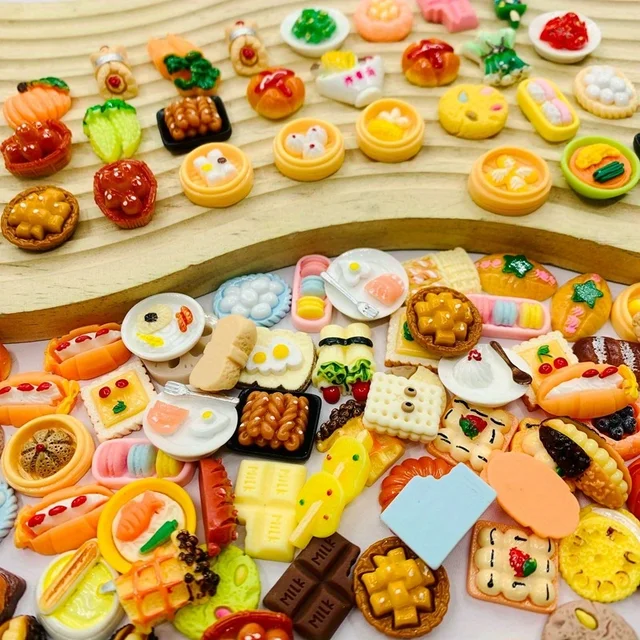Miniature Food Toys Mixed Resin Food Dolls Kitchen Pretend Toys Suitable for Dollhouse Kitchen Toys Resin Miniature Food 3