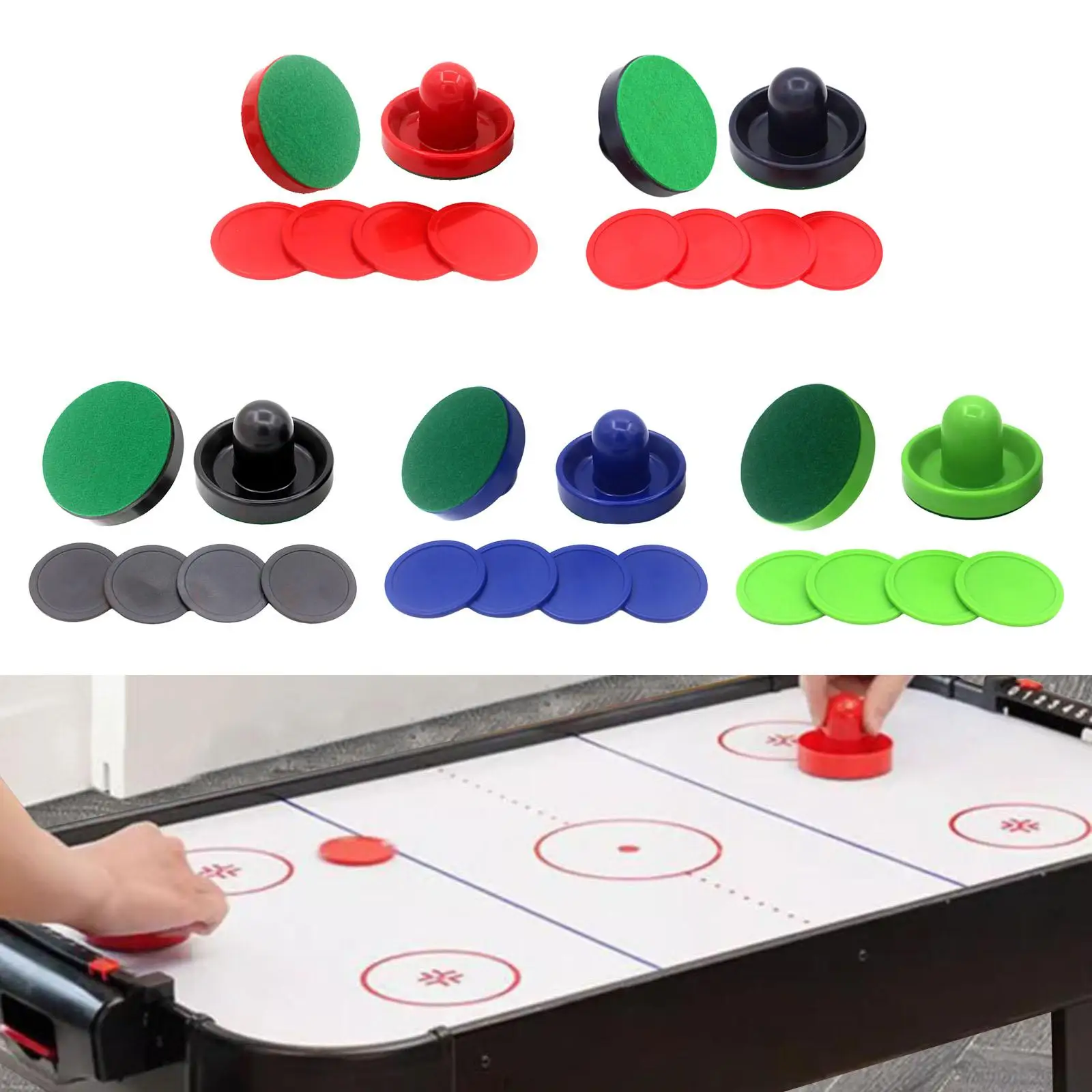 1 Set Mini Air Hockey Pushers and Air Hockey Pucks, Slider Pusher Goalies Air Hockey Paddles for Air Hockey Tables Equipment