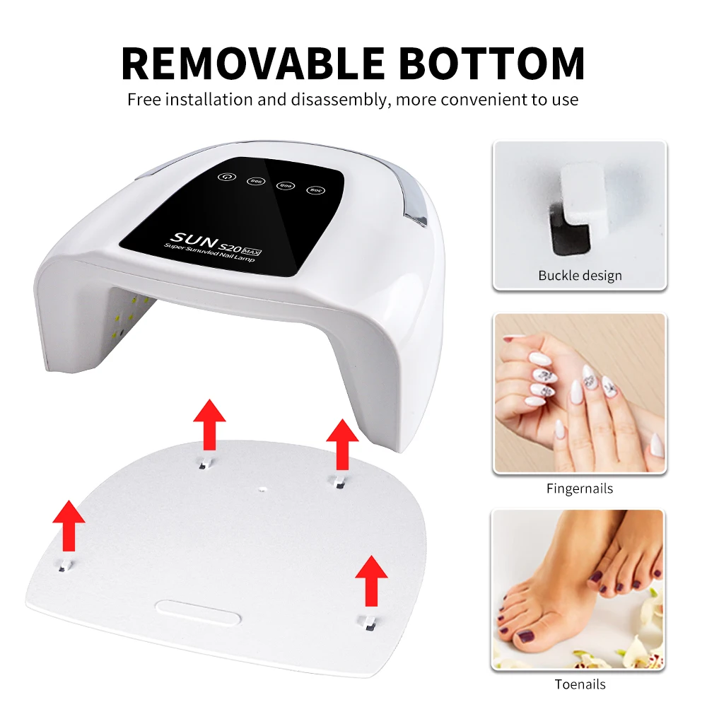 Rechargeable UV LED Nail Art Lamp for Cure Gel Nail Polish 48LEDS Nail Dryer with Motion Sensing Professional Nail Art Tool