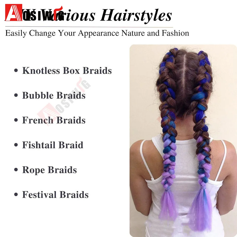 26 بوصة الاصطناعية أومبير تجديل وصلات شعر ملونة جديلة الشعر ذيل حصان تمديد طويل مستقيم ذيل حصان هيربيسي ل Wo