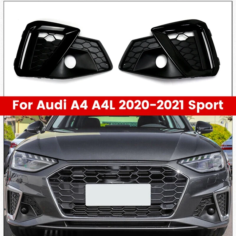 

Black Car Front Bumper Grille Fog Lamp Light Cover Grille For A4 A4L 20-21 Sport