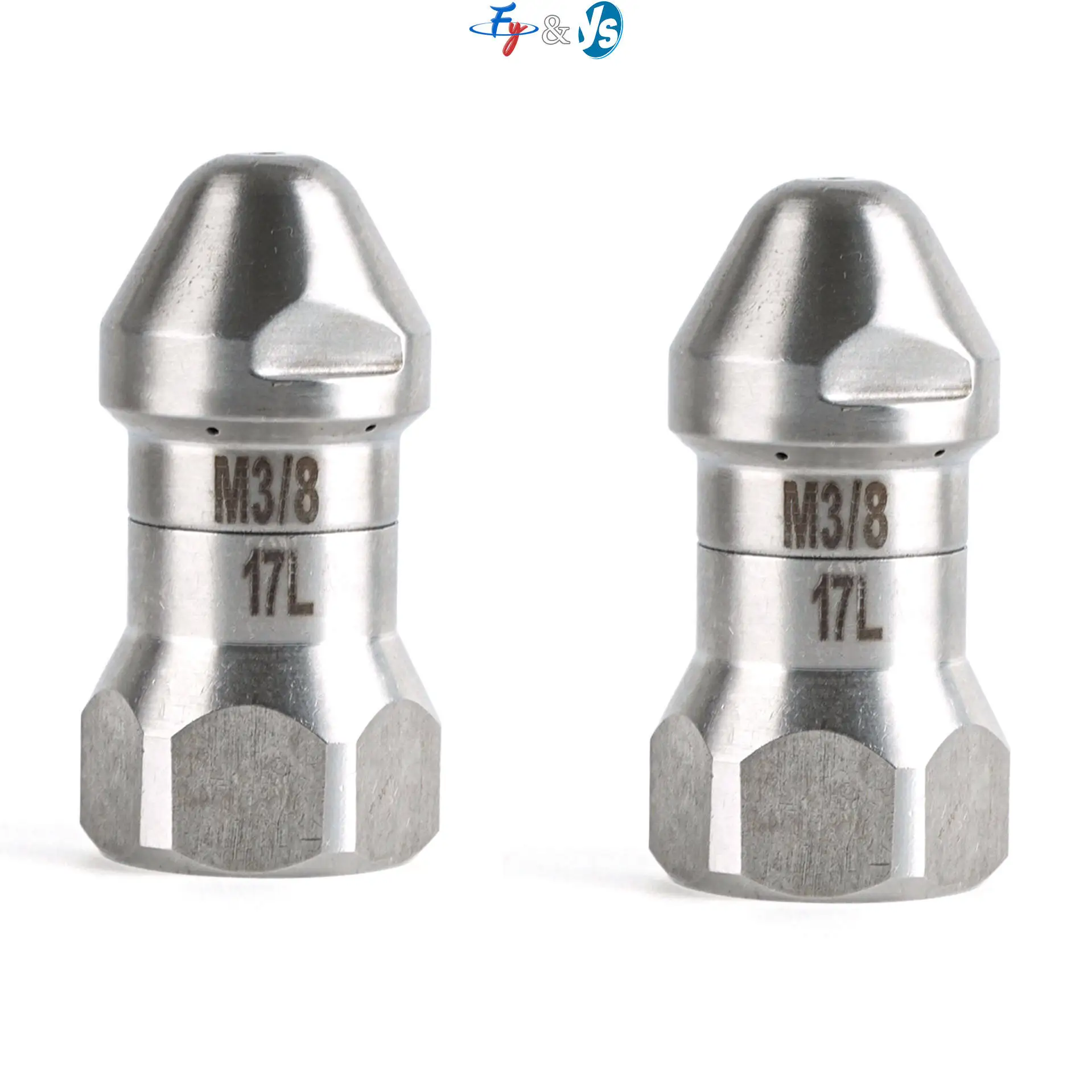 Stainless Steel Sewer Jetter Nozzle High Pressure Pipe Unclogging Water Sprinkler Washer Nozzle Cleaner for Car, Window, Garden