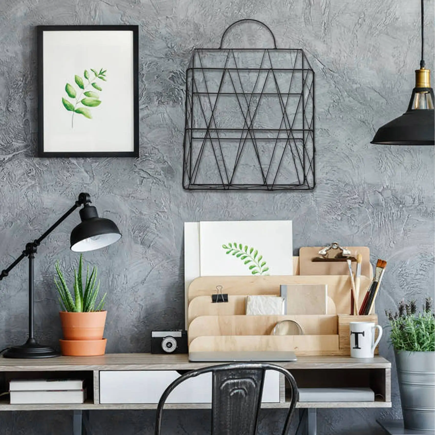 

Organizer Basket Metal Shelf Storage Container Display Stand-Black