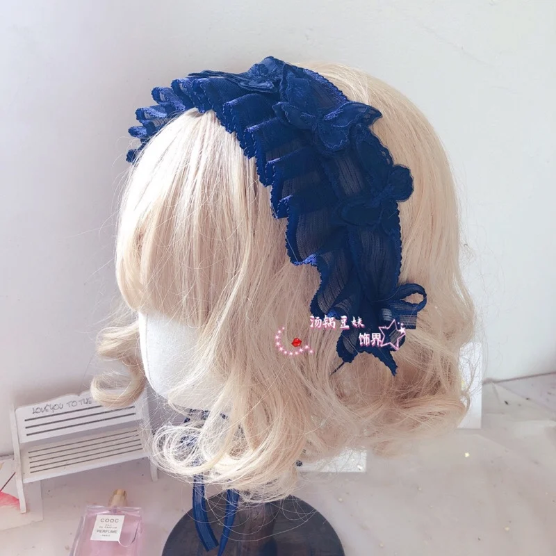 Handmade Dark Blue Hair Accessories Lolita Accessories Violet Blue Lolita Headband/Hairpin