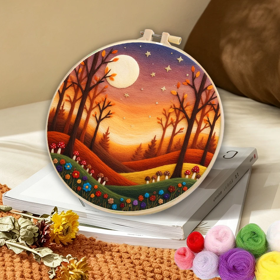 CHENISTORY Wool Needle Felting Needles For Fleece And Felt Diy Craft Package Adult Needlework landscape Set For Handicraft Gift