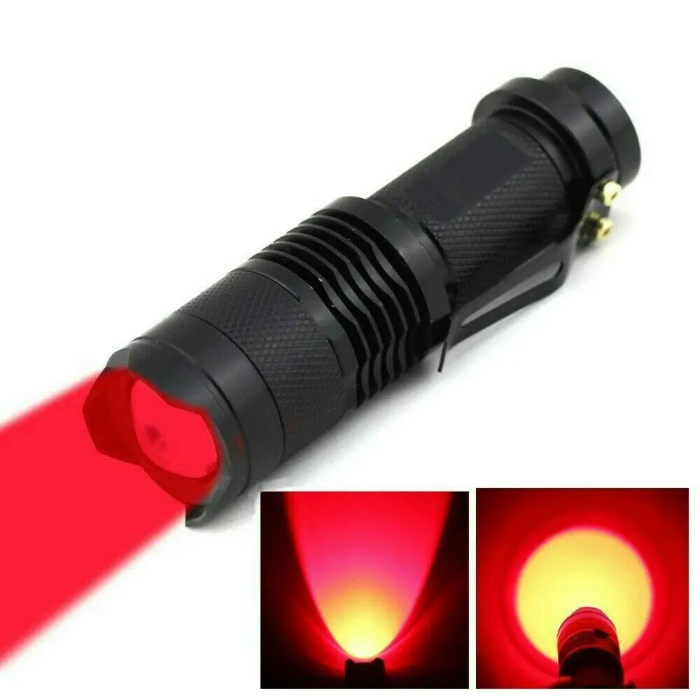 Mini LED Flashlight Tactical Flashlights 670nm Red/Blue/Green Light Pocket Flashlight Emergency Light Waterproof Torch