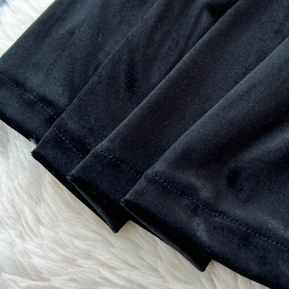 Chic vintage à manches longues faux deux pièces velours élégant fée mode coréenne automne femmes vêtements robe longue