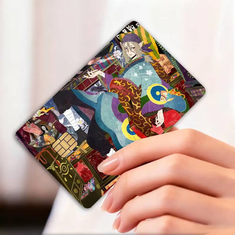 Apanese Ukiyo-e Style Mononoke Credit Card Skin Stickers No Adhesive Residue Water Proof for VISA Credit Card Subway Access Card