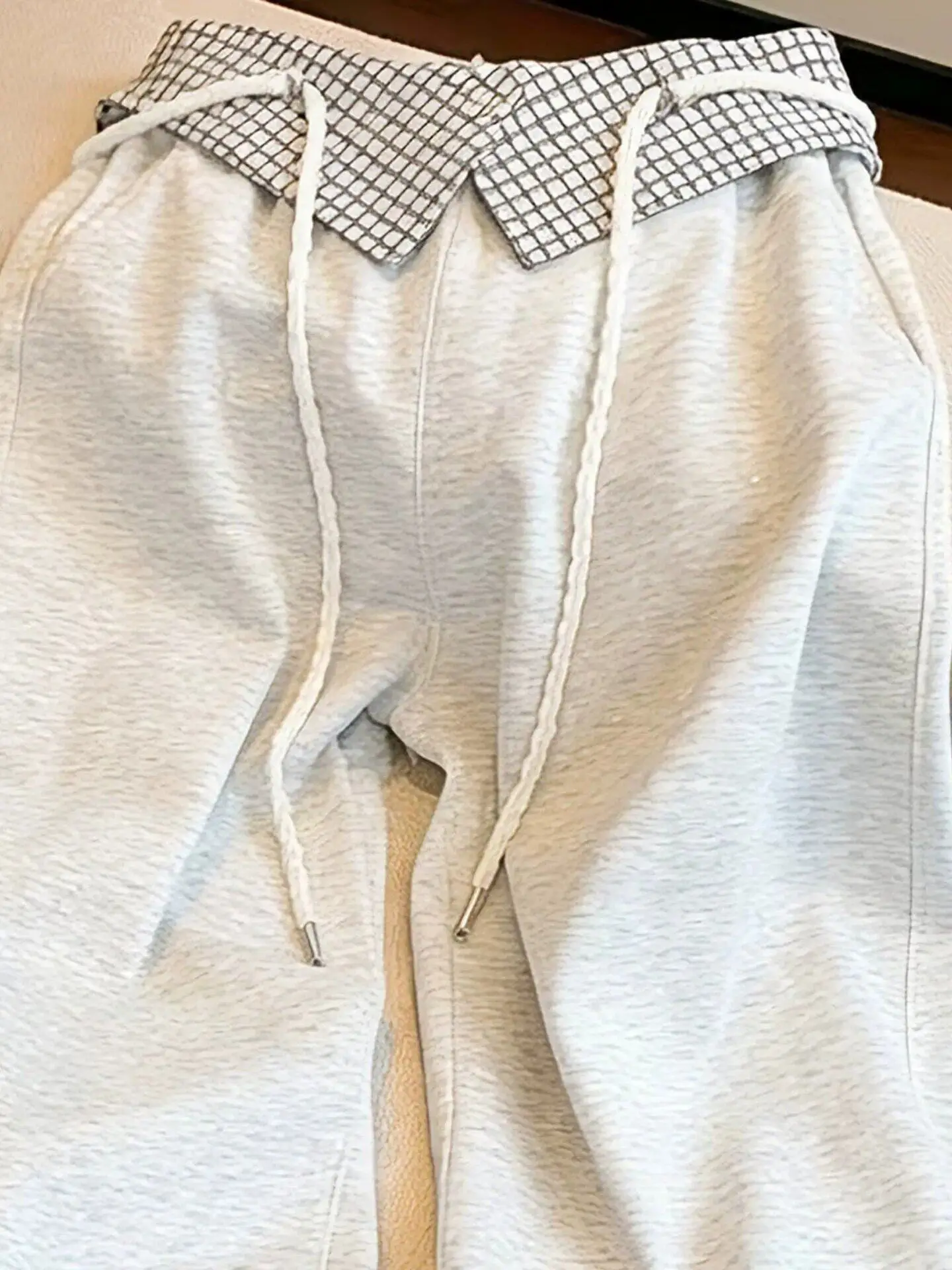 Summer New Style Casual Loose Fit Pants High Waist Pockets Straight Leg Two-Piece Look Color Block Design Comfortable Sweatpants