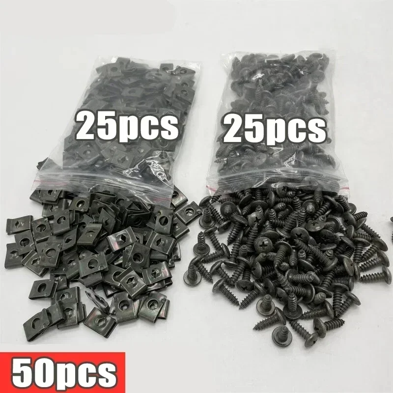 Mixed Metall Selbstschneidende Schrauben Verschluss U-förmige Clips Auto Motorrad Anti-rost Schraube RetainerClip für Roller ATV Moped E-bike