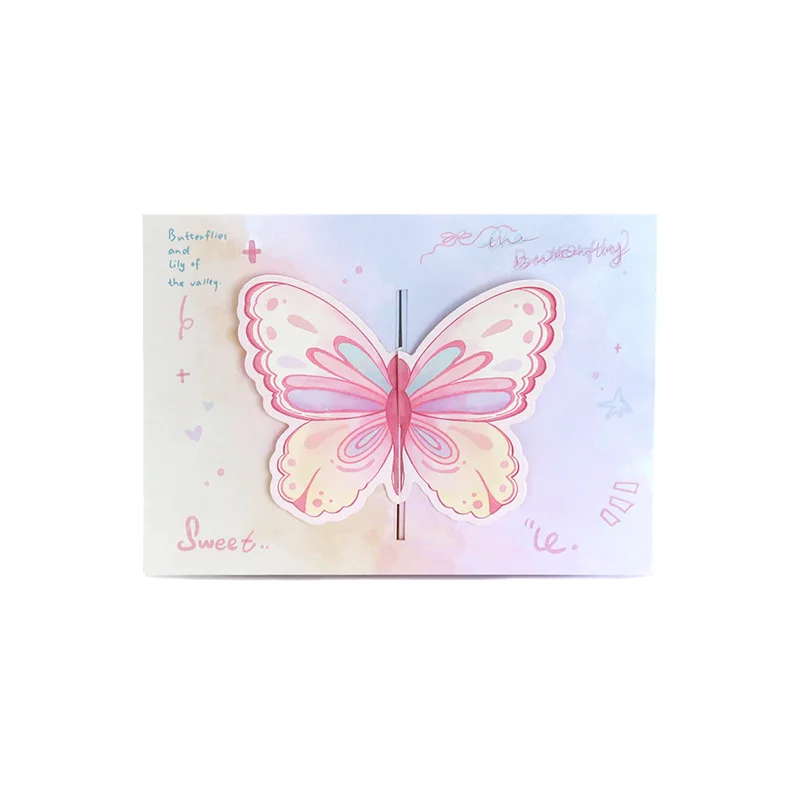 3D Butterfly Greeting Card with Handwritten DIY Premium Ins Envelope Folding Card, Birthday Couple Blessing Cardboard